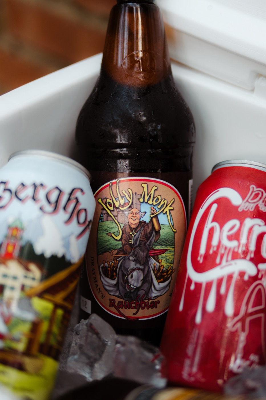 Drayman's bottled beer with Cherry Ale can